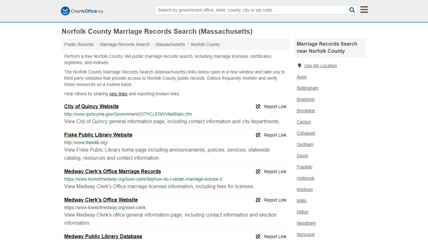 Norfolk County Marriage Records Search (Massachusetts)